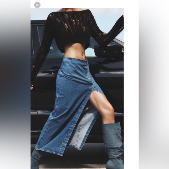 Zara side buttons denim skirt - Picture 7 of 8